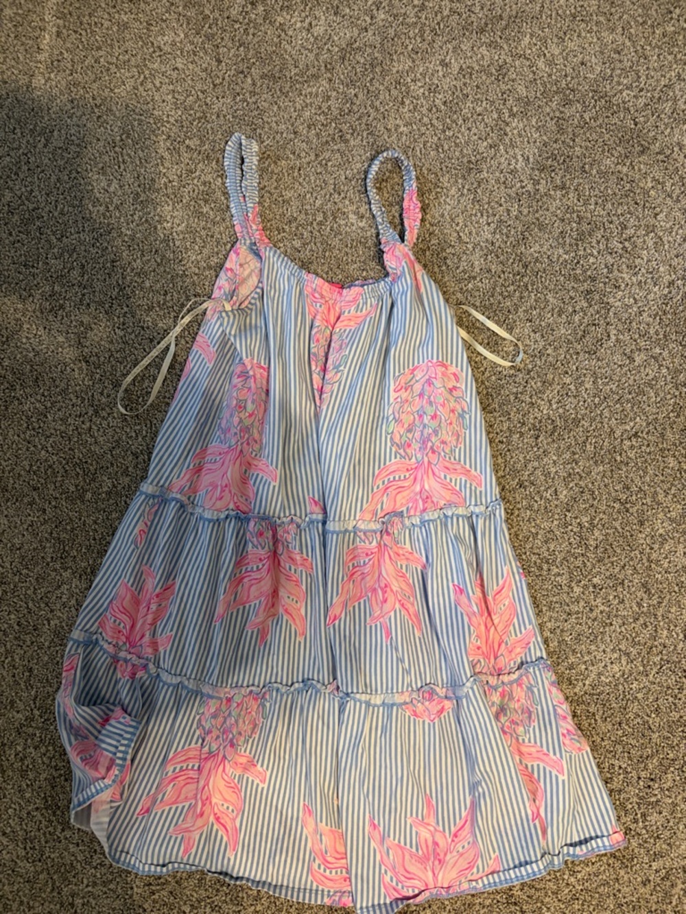 Lilly Pulitzer Blue & Pink Striped Floral Mini Dress